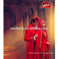 wholesale new arrival beaded appliqued cheap Red lace long sleeve Muslim wedding dress with hijab